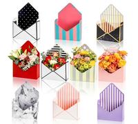 Elsjoy Lot de 10 boîtes à enveloppes pour bouquet de fleuriste - 10 styles de fleurs - Emballage cadeau pour mariage, fête, anniversaire, fête des mères