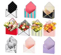 Elsjoy Lot de 10 boîtes à enveloppes pour bouquet de fleuriste - 10 styles de fleurs - Emballage cadeau pour mariage, fête, anniversaire, fête des mères