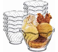 Elsjoy Lot de 12 petits bols à dessert en plastique transparent de 161,6 g pour apéritif - Petits bols à glace en plastique pour bonbons, noix, fruits, fleur