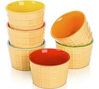 Elsjoy Lot de 6 coupes à glace en céramique, 255,1 g, bols à dessert réutilisables, mini bols à crème glacée pour pudding, yaourt, soufflé