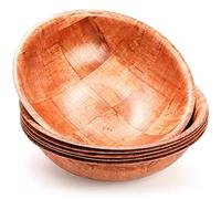 Elsjoy Lot de 6 saladiers ronds en bois tressé incassable de 25,4 cm - Grand saladier en bois réutilisable pour fruits, pâtes, pop-corn