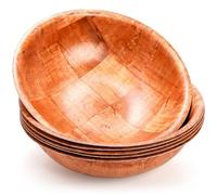 Elsjoy Lot de 6 saladiers ronds en bois tressé incassable de 25,4 cm - Grand saladier en bois réutilisable pour fruits, pâtes, pop-corn