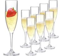 Elsjoy Lot de 8 flûtes à champagne en acrylique de 170 ml - Verres à champagne incassables - Gobelets à champagne réutilisables pour mariage, fête, bar