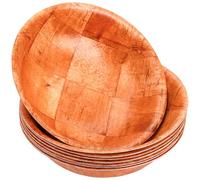 Elsjoy Lot de 8 saladiers en bois tissé - 20,3 cm - Bol de service rond empilable en bois de bouleau naturel - Pour fruits, collations, décoration d'intérieur