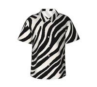 ELSMZXZD Chemise hawaïenne élégante à imprimé zèbre pour homme, chemise de plage décontractée boutonnée à manches courtes, coupe ample pour les vacances et au quotidien, 3D, M Extra tall