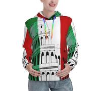 ELSMZXZD Pull à capuche pour femme - Colisée romain - Imprimé drapeau italien - Manches longues - Décontracté - Ample - Sweat à capuche - Automne et hiver - Avec poches - S-XXL, 3D, S