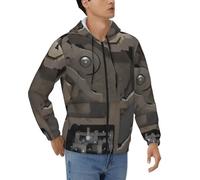 ELSMZXZD Sweat à capuche à fermeture éclair intégrale pour homme - Imprimé engrenages mécaniques - Coupe ajustée - Pull à manches longues - Léger - Décontracté, 3D., XL