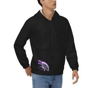 ELSMZXZD Sweat à capuche à fermeture éclair intégrale pour homme Violet Vert Glow Print Sweat à capuche Slim Fit Veste à manches longues Pull léger Sweats à capuche décontractés, 3D., M