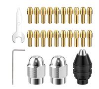 Elsrantor 25 Pièces Set Mandrin En Laiton De Précision, Foret Sans Clé, Accessoires d'outils Rotatifs, Mandrins de Perçage de 0,5mm à 3,2mm Changement Rapide, Compatible avec Dremel 4000, pour Trio