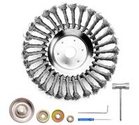 Elsrantor 8 Pouce tête de débroussailleuse à plaque de désherbage, Universelle tete rotofil Ronde, brosse métallique, désherbage Fil d'acier avec 4 Accessoires, pour Outils de Jardin Agriculture Pelou