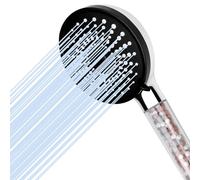 Elsrantor Pommeau de Douche avec Filtre Economie Deau, Douchette Douche Salle de Bain, Pomme de Anti Calcaire Filtrant Haute Pression avec 5 modes de jet Noir De Convient à Salle De Bain