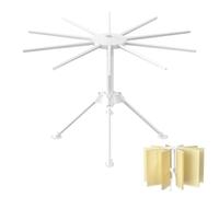 Elsrantor Sechoir a Pates Fraiches, Séchoir à Spaghetti avec 10 Bras Extensibles, Nouilles Porte-Séchage, Séchoir à Pâtes Pliable, Accessoire Machine à Pates Fraiches pour Fettuccine, Linguine(Blanc)
