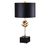 Elstead Camilia Lampe de table avec abat-jour rond, or antique et noir