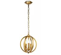 Suspension, lampe de salle à manger, suspension, suspension aspect boule, lampe design, acier, laiton, brûlé, 1x douille E14, LxLxH 28,6x28,6x198 cm
