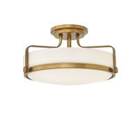 Plafonnier lampe salon luminaire rétro verre acier laiton D45.6cm 3 flammes