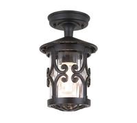 Plafonnier extérieur lanterne aluminium gaz D 15cm noir 1 flamme verrière IP23