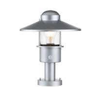 Lampe sur pied d'extérieur, lampadaire en verre transparent, acier inoxydable, argent, éclairage de cour, E27