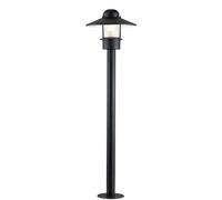 Lampadaire, lampe de chemin, lampe d'extérieur, acier inoxydable, verre, noir, lampe de jardin, H 101,8 cm