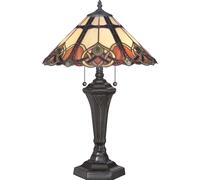 Elstead Lighting Lampe De Table Tiffany Verre & Acier Bronze 2 Lumières E27