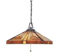 Elstead Lighting Lampe Suspendue Tiffany Verre Métal 45,7 cm Bronze Vintage