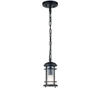 Lampe suspendue d'extérieur, luminaire de balcon, IP44, acier, aluminium, verre noir, jardin transparent