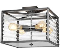 Elstead Lighting Louvre plafonnier 4x60 W gris LOUVRE-4F