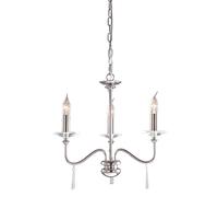 Elstead Lighting Lustre Suspendue Plafonnier 3 Lampes Nickel D 55 cm Verre Acier
