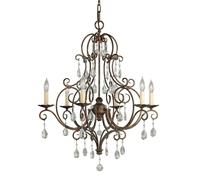Elstead Lighting Lustre Suspension 6 Lumières Cristal Acier Bronze E27