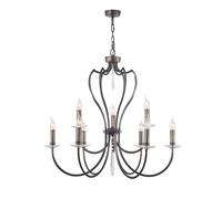 Elstead Lighting Lustre Suspension Laiton Cristaux 9 x E14 Bronze Foncé