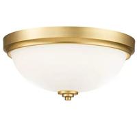 Plafonnier lampe salle de bain IP44 2 lampes laiton verre opale E27