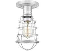 Plafonnier lampe de salon luminaire de couloir industriel E27 cage acier chrome