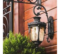 Lampe d'extérieur applique lanterne antique down lamp H 52 cm métal bronze verre