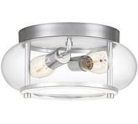 Plafonnier plafonnier salle de bain IP44 acier chromé verre clair 2 lampes