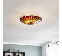 Elstead Plafonnier Tiffany West End, dimmable, multicolore, Salon / Salle à manger, Métal, Tiffany, Plafonnier