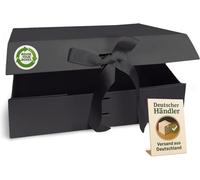 Elt Coffret Avec Couvercle-31x22x10-Carton Cadeau À Fermeture Magnétique & Joli RubanParfait Pour Anniversaire ,Mariage ,Noël ,Saint-Valentin ,Naissance-Boîte Box Vide En Noir-Pack De 1