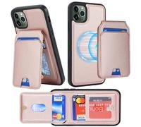 ELTEKER Coque Magnétique pour iPhone 11 Pro - Compatible avec MagSafe - Etui iPhone 11 Pro Portefeuille avec Porte Carte - Housse en Cuir Pochette de Portefeuille pour iPhone 11 Pro - Or Rose