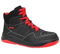 ELTEN Maverick Noir-Rouge Mid ESD S3S, Chaussures de sécurité pour Femmes + Hommes, légères, Embout en Acier, matière supérieure : Cuir, Doublure intérieure : Textile (Respirant), Taille 39