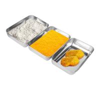 elthmpr Plateau Inox Plat Inox Rectangulaire - Lot de 3 Bac de Cuisson en Acier Inoxydable 25 x 20 x 5 cm Bac Alimentaire Plat Four pour Pâtisserie Gratin Frites