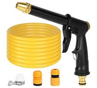 elthmpr Tuyau d'arrosage de jardin en PVC de 5 m avec pistolet pulvérisateur haute pression, 2 raccords standard et 1 raccord universel, tuyau anti-torsion pour jardin, lavage de voiture et balcon