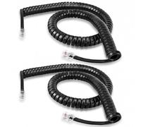 Eltichorix Lot de 2 Câble Téléphonique RJ9 4P4C Spiralé Compatible RJ10 RJ22, Câble pour combiné de téléphone, Câble Telephone Fixe Flexible et Extensible pour Bureau Maison, Noir, 1 à 3 m