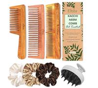 Eltihr Kacchi Lot de 7 peignes en bois de margousier pour la croissance des cheveux, la chute des cheveux, le contrôle des pellicules | Lissage des cheveux, contrôle des frisottis | Peigne pour homme