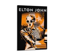 Elton John Rock N Roll Impression sur toile pour albums de musique et films avec cadre 40 x 60 cm