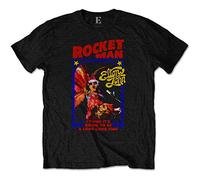 Elton John T-Shirt Officiel Rocketman Live Photo 'Feather Costume - Noir - Large