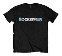 Elton John - T-Shirt # XXL Unisex Black # Rocketman Movie Logo [Import]