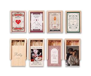 ELULAE Carnets d'allumettes personnalisés, photo et nom, boîte en bois décorative pour couple, déco de table mariage/anniversaire, sans allumettes, cadeaux pour mariés, époux, famille et amis.