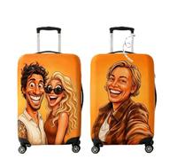 ELULAE Housse de Valise personnalisée, Portrait Comique sur Photo, Accessoire Voyage, élastique Double Face Lavable, Protection Valise 18-32", Cadeau pour Voyageurs, Couples, Famille, Amis.