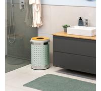 eluno bac à linge rond, panier à linge, collecteur de linge avec sac à linge lavable et couvercle amovible, capacité 50 litres pour chambre à coucher, salle de bain, rangement de linge en métal, menth