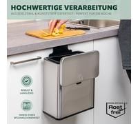 eluno Biomülleimer 6L avec filtre anti-odeur, à suspendre, à poser ou à coller, poubelle à compost, 3 types de montage, inox