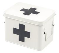eluno Boîte à Pharmacie pour Ranger Les pansements, la médecine et Les médicaments, avec Plateau Amovible et 4 Compartiments inférieurs spacieux pour médicaments, boîte à Pharmacie en métal Blanc