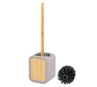 eluno Brosse WC avec Surface caoutchoutée Soft Touch en Plastique et Bambou, avec 1 tête de Brosse de Rechange (Taupe)